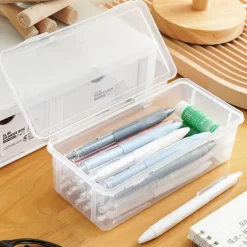 Storage Box Transparent Pencil Case Large Capacity Desktop Organized Double-layer Glasses Case Multi-function Stationery Box