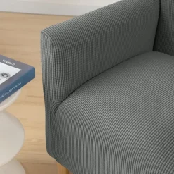 Stretch Armchair Cover Burgundy Slipcover 1 Seater Couch Furniture Protector with Elastic Bottom for Kids,Pet