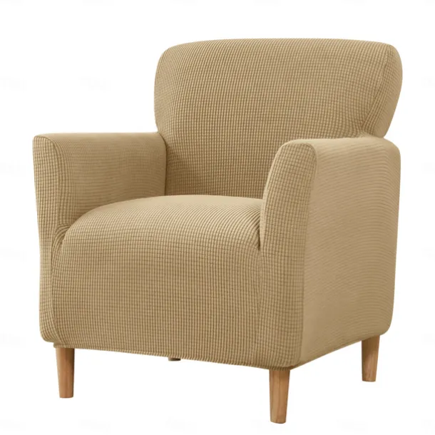 Stretch Armchair Cover Burgundy Slipcover 1 Seater Couch Furniture Protector with Elastic Bottom for Kids,Pet