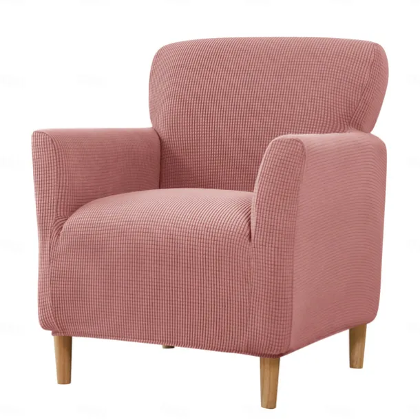 Stretch Armchair Cover Burgundy Slipcover 1 Seater Couch Furniture Protector with Elastic Bottom for Kids,Pet