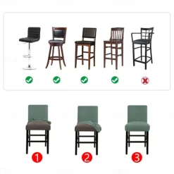 Stretch Bar Stool Cover Counter Stool Pub Chair Slipcover Burgundy Red Black for Dining Room Cafe Barstool Slipcover Removable Furniture Chair Seat Cover Jacquard Fabric with Elastic Bottom