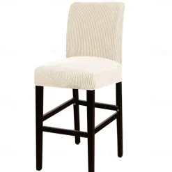 Stretch Bar Stool Cover Counter Stool Pub Chair Slipcover Burgundy Red Black for Dining Room Cafe Barstool Slipcover Removable Furniture Chair Seat Cover Jacquard Fabric with Elastic Bottom