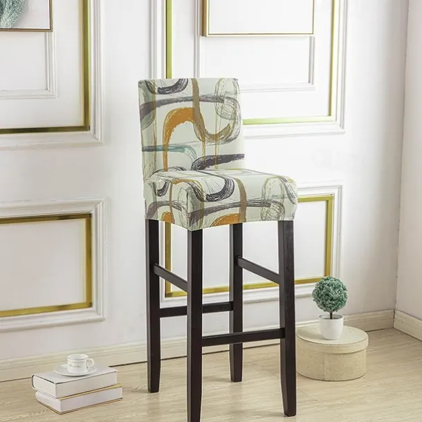 Stretch Bar Stool Cover Pub Counter Stool Chair Slipcover for Dining Room Cafe Furniture Seat Cover Stretch Protectors Non Slip with Elastic Bottom