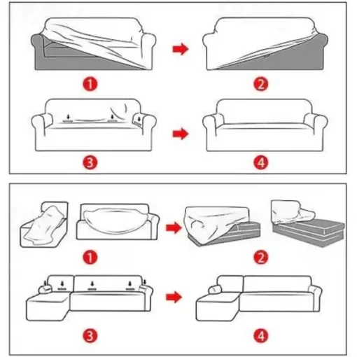 Stretch Couch Covers Burgundy Sectional Sofa Cover For Dogs Pet, Farmhouse Slipcovers For Love Seat, L Shaped,3 Seater, U Shaped, Arm Chair Washable Couch Protector Soft Durable