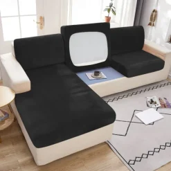 Stretch Couch Covers Sofa Seat Burgundy Cushion Cover Velvet For Dogs Pet, Magic Sofa Cover Sectional Sofa Slipcover for Love Seat, L Shaped, 3 Seater, Washable Protector