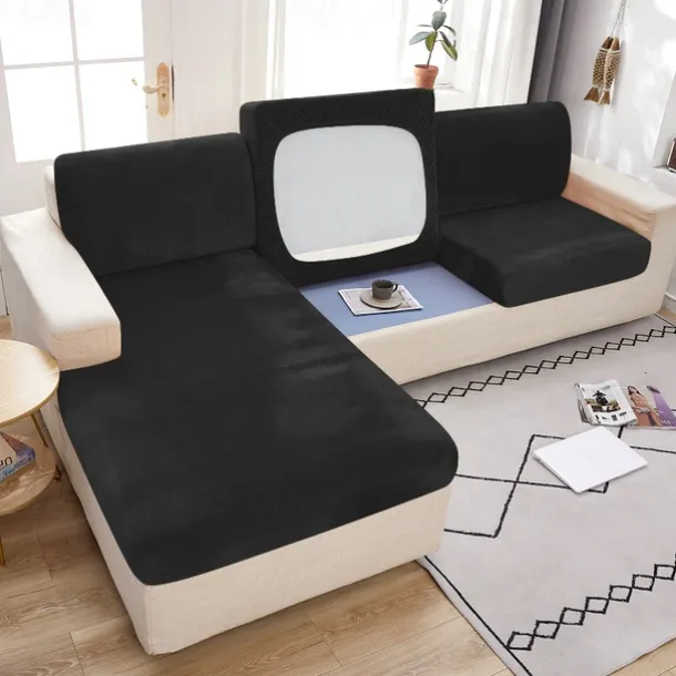 Stretch Couch Covers Sofa Seat Burgundy Cushion Cover Velvet For Dogs Pet, Magic Sofa Cover Sectional Sofa Slipcover for Love Seat, L Shaped, 3 Seater, Washable Protector