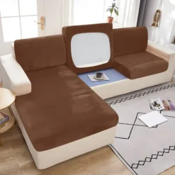 Stretch Couch Covers Sofa Seat Burgundy Cushion Cover Velvet For Dogs Pet, Magic Sofa Cover Sectional Sofa Slipcover for Love Seat, L Shaped, 3 Seater, Washable Protector