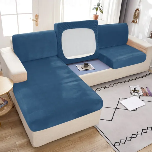 Stretch Couch Covers Sofa Seat Burgundy Cushion Cover Velvet For Dogs Pet, Magic Sofa Cover Sectional Sofa Slipcover for Love Seat, L Shaped, 3 Seater, Washable Protector