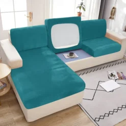 Stretch Couch Covers Sofa Seat Burgundy Cushion Cover Velvet For Dogs Pet, Magic Sofa Cover Sectional Sofa Slipcover for Love Seat, L Shaped, 3 Seater, Washable Protector