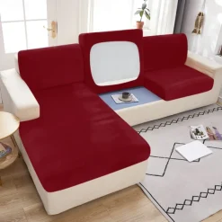 Stretch Couch Covers Sofa Seat Burgundy Cushion Cover Velvet For Dogs Pet, Magic Sofa Cover Sectional Sofa Slipcover for Love Seat, L Shaped, 3 Seater, Washable Protector
