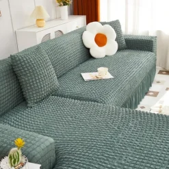 Stretch Couch Cushion Cover, 1 2 3 Seater Cushion Covers for L Shaped Sofa Chaise Longue, Sectional Sofa Slipcover Furniture Protector with Elastic Bottom