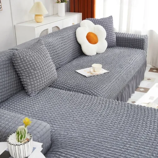 Stretch Couch Cushion Cover, 1 2 3 Seater Cushion Covers for L Shaped Sofa Chaise Longue, Sectional Sofa Slipcover Furniture Protector with Elastic Bottom