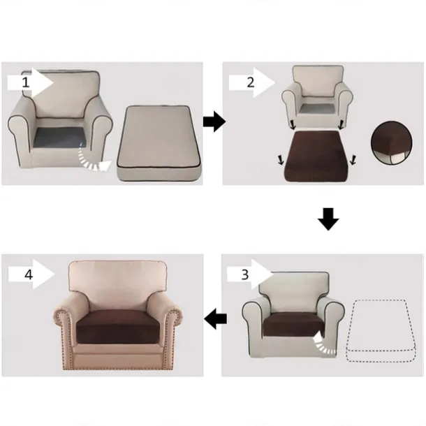 Stretch Couch Cushion Cover Cushion Slipcover for Chair Cushion Furniture Protector Seat Cushion Sofa Cover with Elastic Bottom Washable
