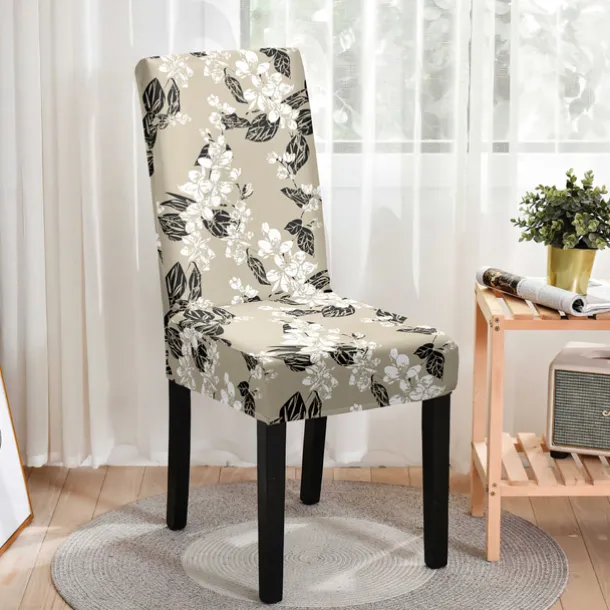 Stretch Floral Dining Chair Cover Elastic High Back Dining Chair Cover Slipcovers for Dining Chairs with Floral Pattern Easy to Fit and Remove Protects Against Spills and Stains Machine Washable