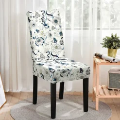 Stretch Floral Dining Chair Cover Elastic High Back Dining Chair Cover Slipcovers for Dining Chairs with Floral Pattern Easy to Fit and Remove Protects Against Spills and Stains Machine Washable