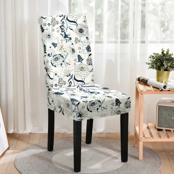 Stretch Floral Dining Chair Cover Elastic High Back Dining Chair Cover Slipcovers for Dining Chairs with Floral Pattern Easy to Fit and Remove Protects Against Spills and Stains Machine Washable