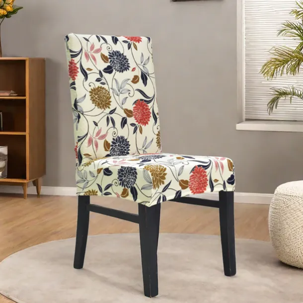 Stretch Floral Dining Chair Cover Elastic High Back Dining Chair Cover Slipcovers for Dining Chairs with Floral Pattern Easy to Fit and Remove Protects Against Spills and Stains Machine Washable