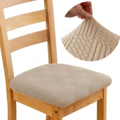 Stretch Jacquard Dining Chair Seat Covers Removable and Washable Elastic Slipcovers Perfect for Protecting Upholstered Dining Chair Cushions Adds Comfort and Style to Your Dining Room Decor