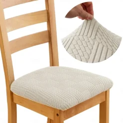 Stretch Jacquard Dining Chair Seat Covers Removable and Washable Elastic Slipcovers Perfect for Protecting Upholstered Dining Chair Cushions Adds Comfort and Style to Your Dining Room Decor