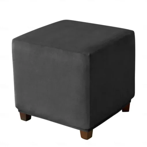 Stretch Ottoman Cover Burgundy Velvet Square Ottoman Slipcovers Rectangular Foldable Storage Stool Cover Bench Cover Furniture Protector Soft Slipcover with Elastic Bottom