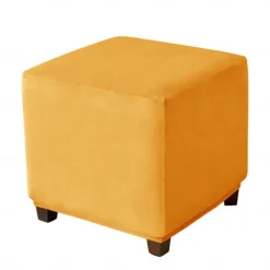 Stretch Ottoman Cover Burgundy Velvet Square Ottoman Slipcovers Rectangular Foldable Storage Stool Cover Bench Cover Furniture Protector Soft Slipcover with Elastic Bottom