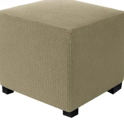 Stretch Ottoman Cover Square Ottoman Slipcovers Rectangular Foldable Storage Stool Cover Bench Cover Furniture Protector Soft Slipcover with Elastic Bottom