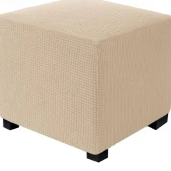 Stretch Ottoman Cover Square Ottoman Slipcovers Rectangular Foldable Storage Stool Cover Bench Cover Furniture Protector Soft Slipcover with Elastic Bottom