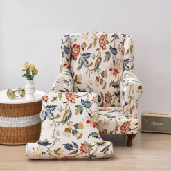 Stretch Printed Wingback Chair Cover Durable and Elastic Slipcover with Stylish Print Design Perfect for Protecting and Refreshing Your Wingback Chair Ideal for Home Decor
