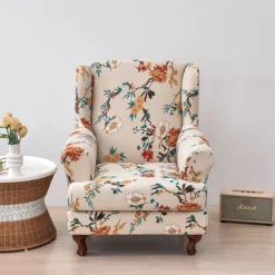 Stretch Printed Wingback Chair Cover Durable and Elastic Slipcover with Stylish Print Design Perfect for Protecting and Refreshing Your Wingback Chair Ideal for Home Decor