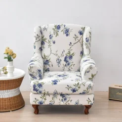 Stretch Printed Wingback Chair Cover Durable and Elastic Slipcover with Stylish Print Design Perfect for Protecting and Refreshing Your Wingback Chair Ideal for Home Decor