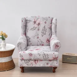 Stretch Printed Wingback Chair Cover Durable and Elastic Slipcover with Stylish Print Design Perfect for Protecting and Refreshing Your Wingback Chair Ideal for Home Decor