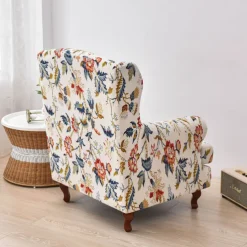 Stretch Printed Wingback Chair Cover Durable and Elastic Slipcover with Stylish Print Design Perfect for Protecting and Refreshing Your Wingback Chair Ideal for Home Decor