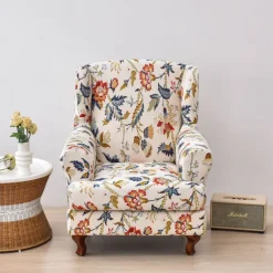 Stretch Printed Wingback Chair Cover Durable and Elastic Slipcover with Stylish Print Design Perfect for Protecting and Refreshing Your Wingback Chair Ideal for Home Decor