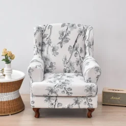 Stretch Printed Wingback Chair Cover Durable and Elastic Slipcover with Stylish Print Design Perfect for Protecting and Refreshing Your Wingback Chair Ideal for Home Decor