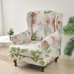 Stretch Printed Wingback Chair Cover Durable and Elastic Slipcover with Stylish Print Design Perfect for Protecting and Refreshing Your Wingback Chair Ideal for Home Decor