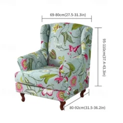 Stretch Printed Wingback Chair Cover Durable and Elastic Slipcover with Stylish Print Design Perfect for Protecting and Refreshing Your Wingback Chair Ideal for Home Decor