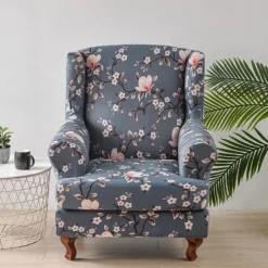 Stretch Printed Wingback Chair Cover Durable and Elastic Slipcover with Stylish Print Design Perfect for Protecting and Refreshing Your Wingback Chair Ideal for Home Decor