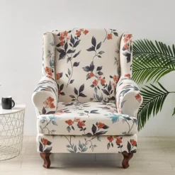 Stretch Printed Wingback Chair Cover Durable and Elastic Slipcover with Stylish Print Design Perfect for Protecting and Refreshing Your Wingback Chair Ideal for Home Decor
