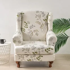 Stretch Printed Wingback Chair Cover Durable and Elastic Slipcover with Stylish Print Design Perfect for Protecting and Refreshing Your Wingback Chair Ideal for Home Decor