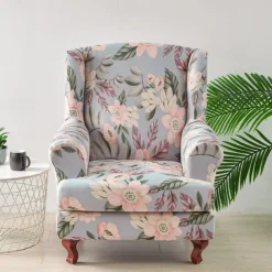 Stretch Printed Wingback Chair Cover Durable and Elastic Slipcover with Stylish Print Design Perfect for Protecting and Refreshing Your Wingback Chair Ideal for Home Decor