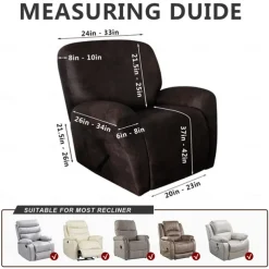 Stretch Recliner Cover Burgundy Recliner Covers Arm Chair Slipcover Like Leather Washable Couch Cover Pocket Protector for Pet, Dogs(1 Backest Cover,1 Seat Cover,2 Armrest Cover)
