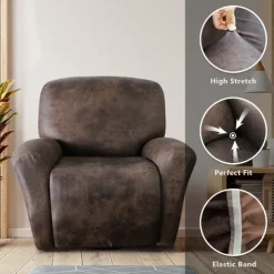 Stretch Recliner Cover Recliner Covers 1 Seater Armchair Couch Slipcover with Side Pocket, Anti-cat Scratch Furniture Protector for Kids, Pets, Dogs, Cats