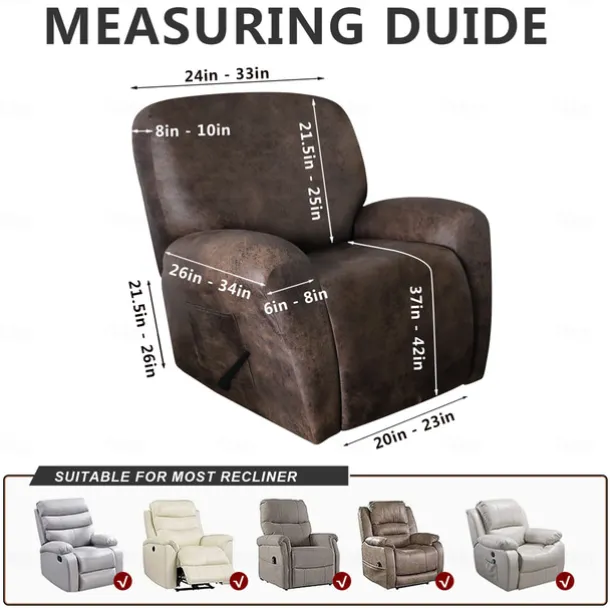 Stretch Recliner Cover Recliner Covers 1 Seater Armchair Couch Slipcover with Side Pocket, Anti-cat Scratch Furniture Protector for Kids, Pets, Dogs, Cats