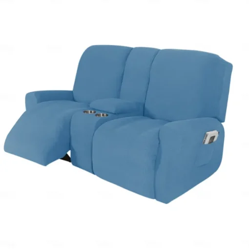 Stretch Recliner Covers Burgundy Loveseat with Middle Console Slipcover Recliner Loveseat Sofa Cover with Side Pocket(3 Armrest Cover,3 Backrest,2 Seat Cover)