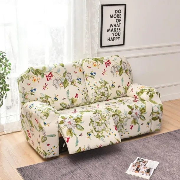 Stretch Reclining Couch Covers 2 Seater Loveseat Reclining Sofa Cover Couch Slipcover with Elastic Loop, Anti-cat Scratch Furniture Protector for Kids, Pets, Dogs, Cats