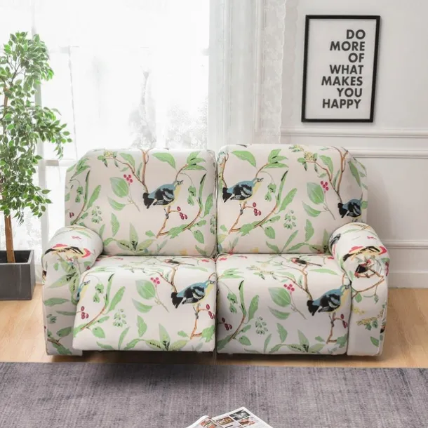 Stretch Reclining Couch Covers 2 Seater Loveseat Reclining Sofa Cover Couch Slipcover with Elastic Loop, Anti-cat Scratch Furniture Protector for Kids, Pets, Dogs, Cats