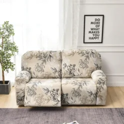 Stretch Reclining Couch Covers 2 Seater Loveseat Reclining Sofa Cover Couch Slipcover with Elastic Loop, Anti-cat Scratch Furniture Protector for Kids, Pets, Dogs, Cats