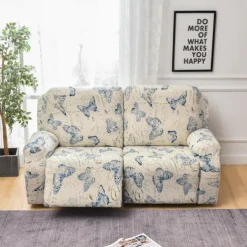 Stretch Reclining Couch Covers 2 Seater Loveseat Reclining Sofa Cover Couch Slipcover with Elastic Loop, Anti-cat Scratch Furniture Protector for Kids, Pets, Dogs, Cats