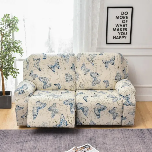 Stretch Reclining Couch Covers 2 Seater Loveseat Reclining Sofa Cover Couch Slipcover with Elastic Loop, Anti-cat Scratch Furniture Protector for Kids, Pets, Dogs, Cats