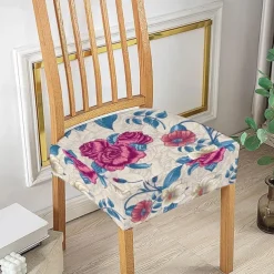 Stretch Seat Covers for Dining Room High Back Dining Chair Cover Floral Printed Soft Removable Washable Seat Covers for Dining Chairs, Dining Room Seat Cover Protector